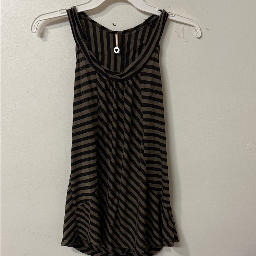 Robin K Black and Brown Striped Tank Top